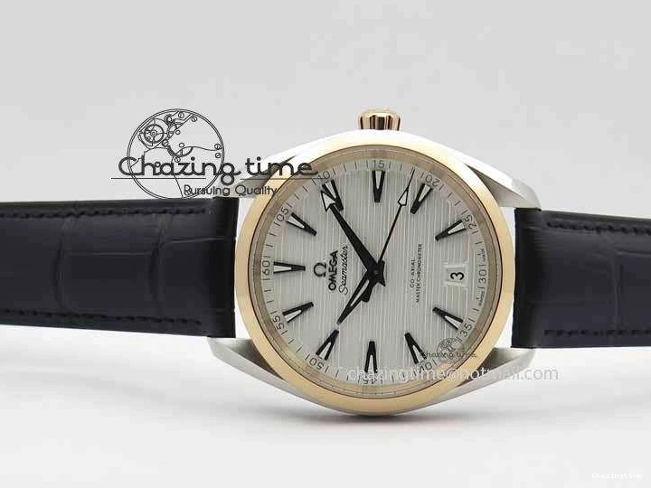 0202 2017 Aqua Terra SS RG XF Best Edition White Textured Dial On Black Leather Strap A Functional 8157